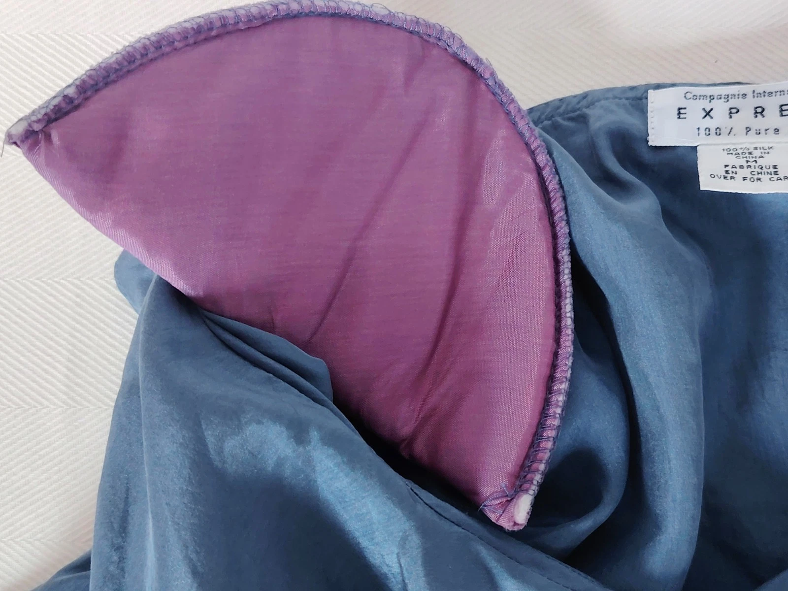 Blaue 80er Bluse mit Schulterpolstern