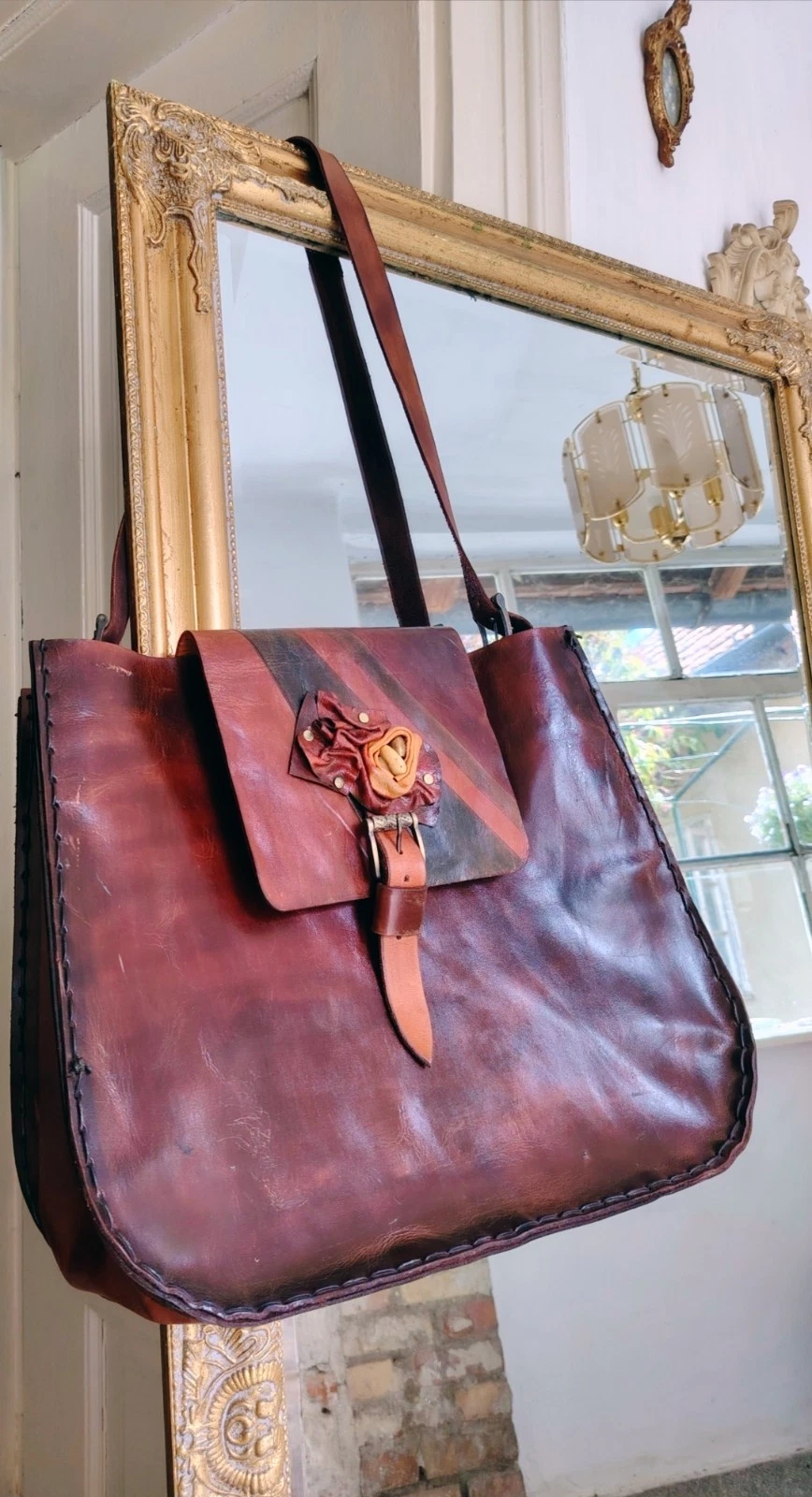 Braune handgefertigte Hobo Schultertasche aus Leder