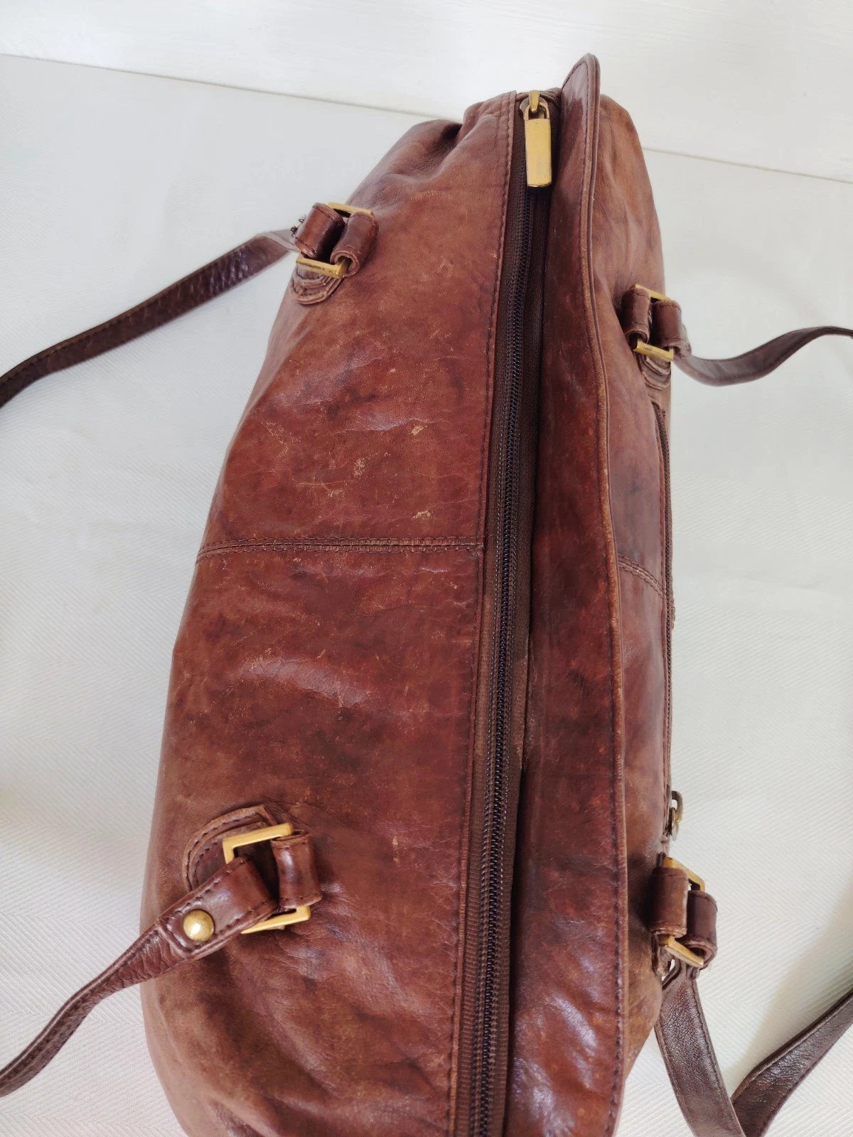 Damen Schultertasche in Braun mit Reißverschluss