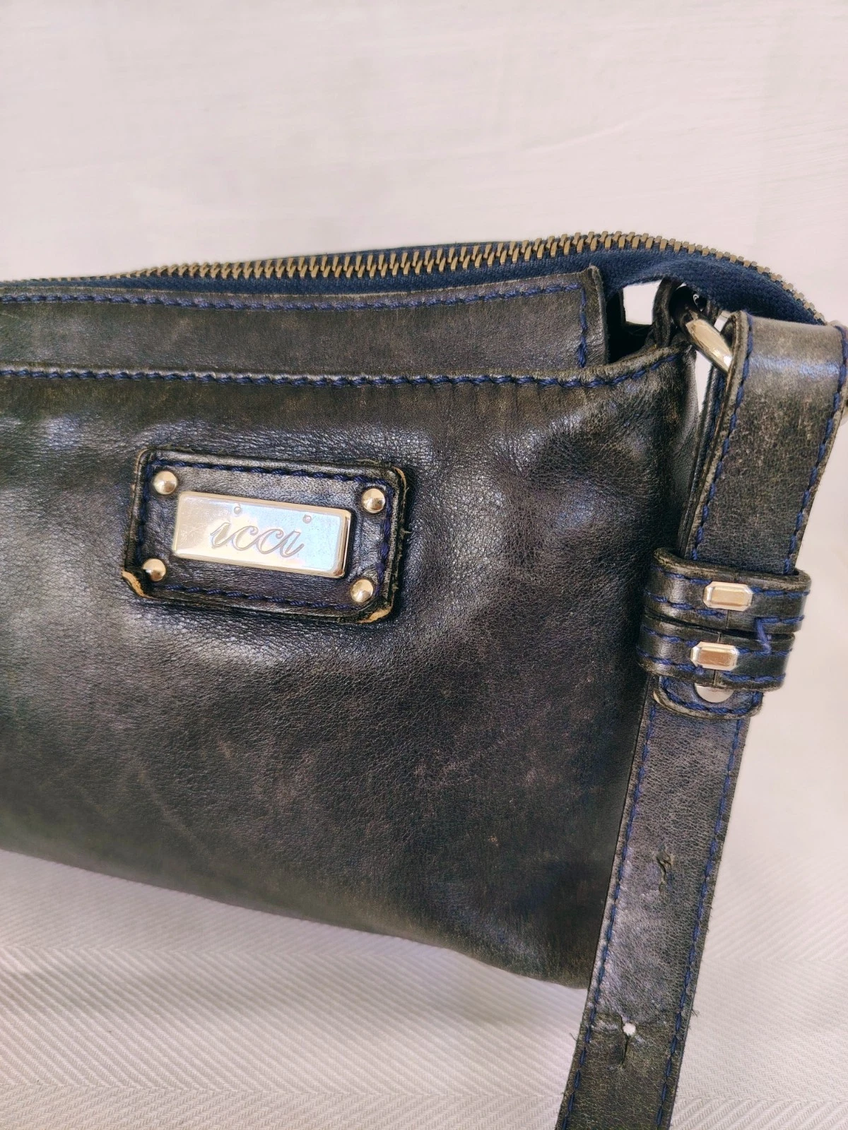 Vintage Ledertasche von Icci mit Fransenanhänger