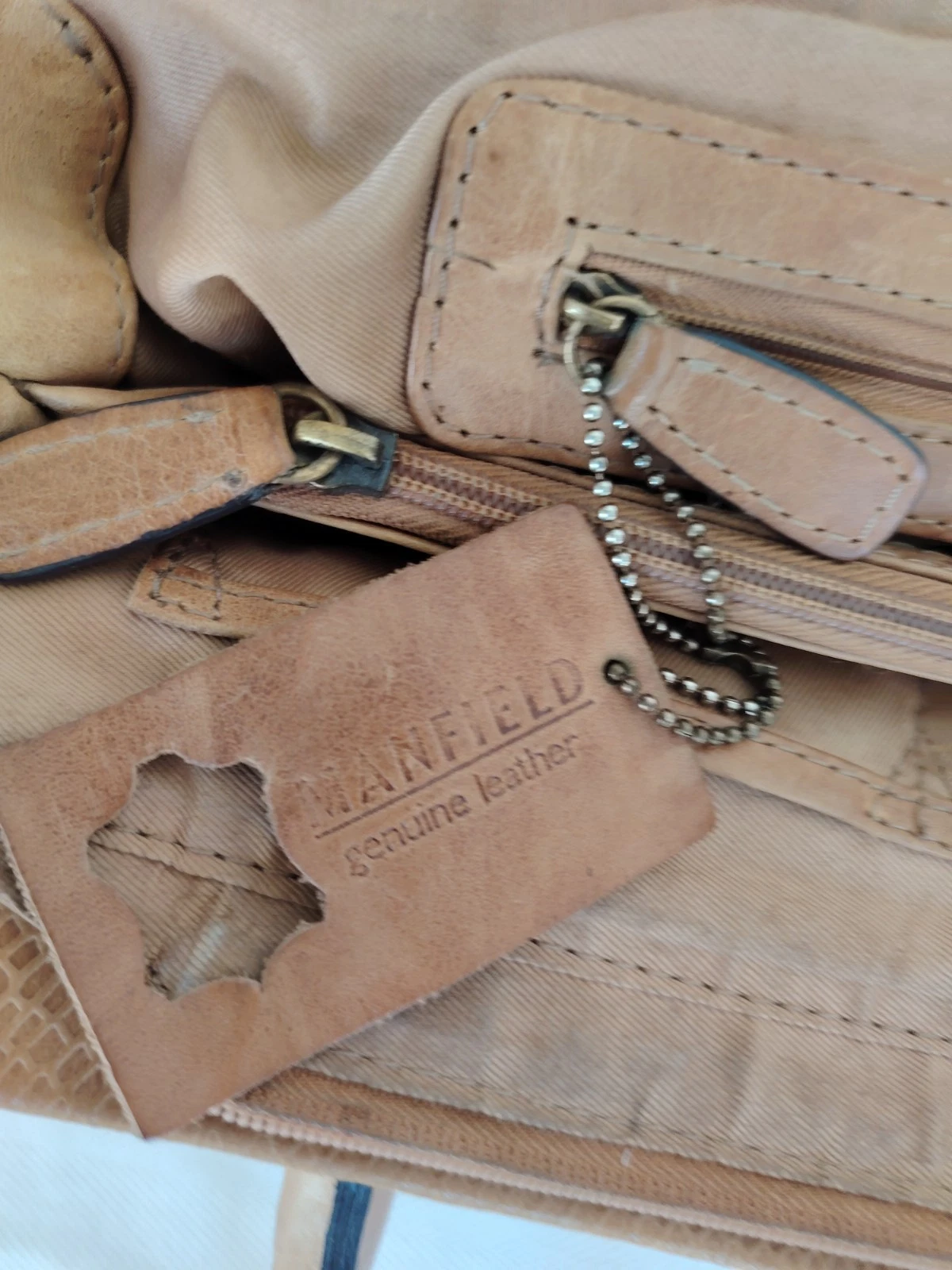 Manfield Tasche mit beigem Futter und braunem Außenleder