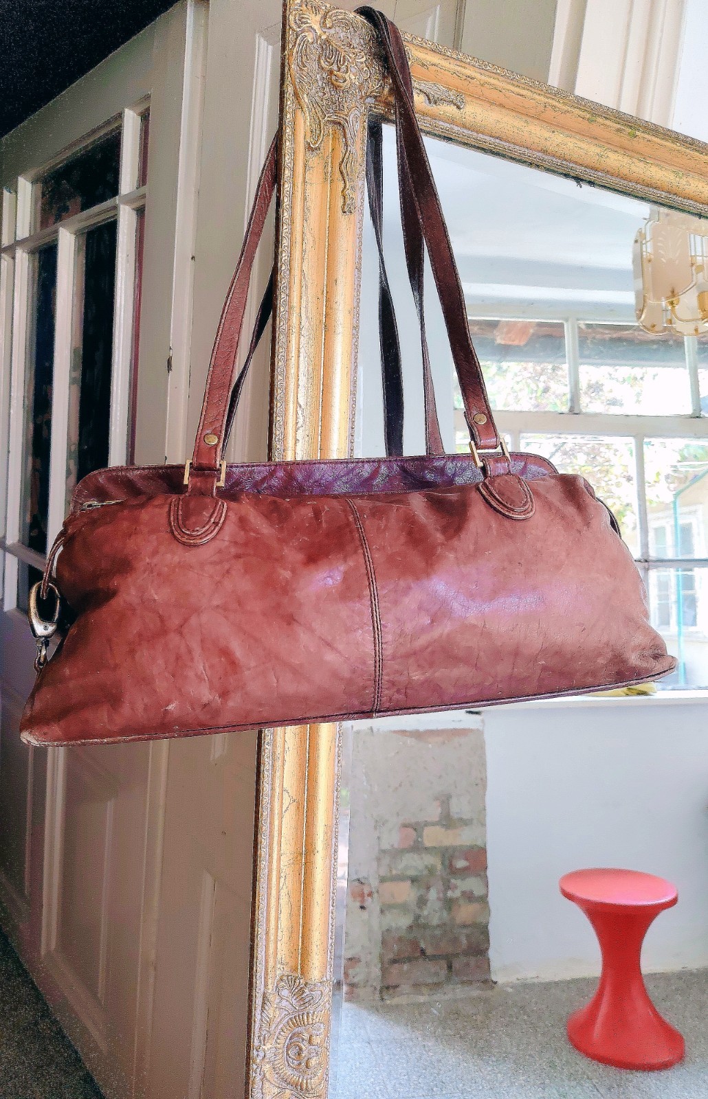 Braune Vintage Damen Schultertasche aus Leder von Vintage Love